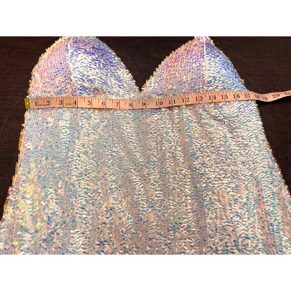 Plus Size Iridescent Champagne Rose Gold Sequin Mini Dress 3X Party New Years - Picture 5 of 10